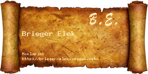 Brieger Elek névjegykártya